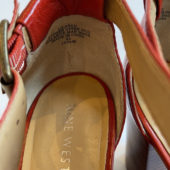 NINE WEST Red Heeled Sandals, 10 1/2 M - Picture 5 of 6